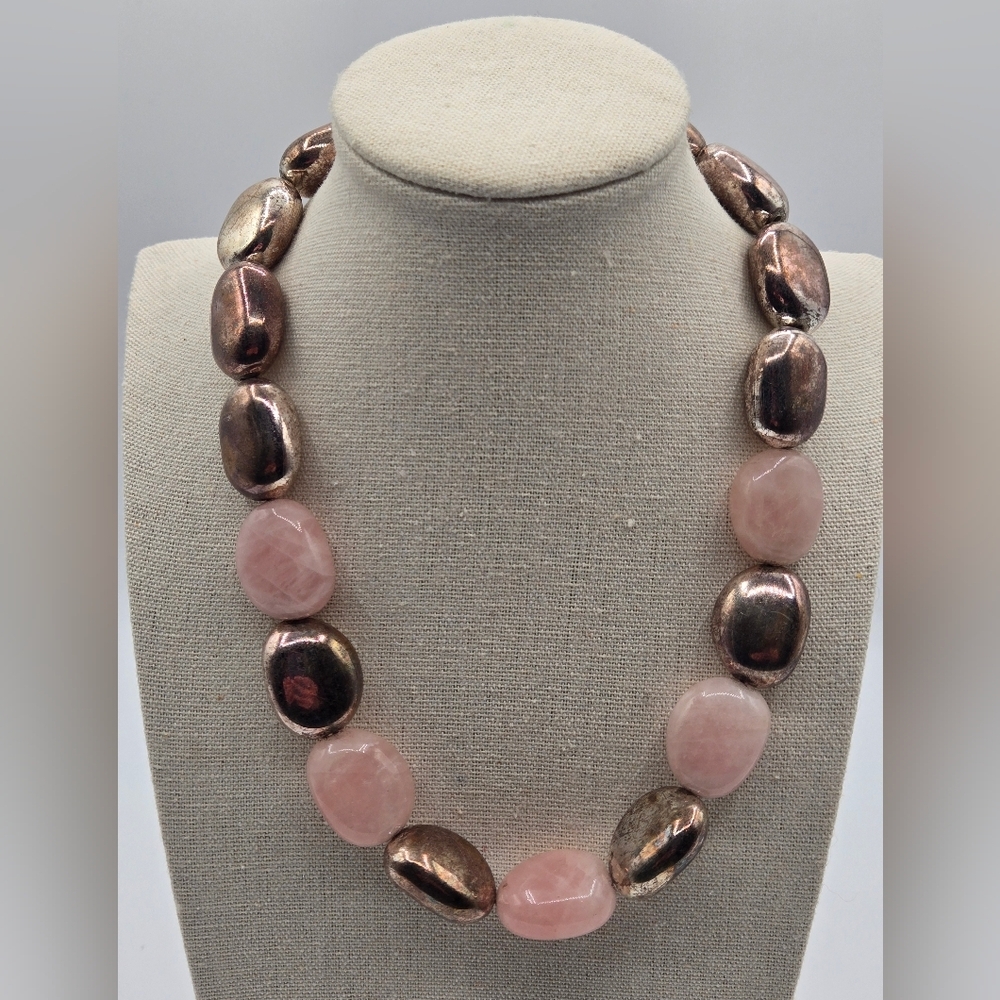 RALPH LAUREN NWT Semi Precious Stone Necklace Rose Quartz